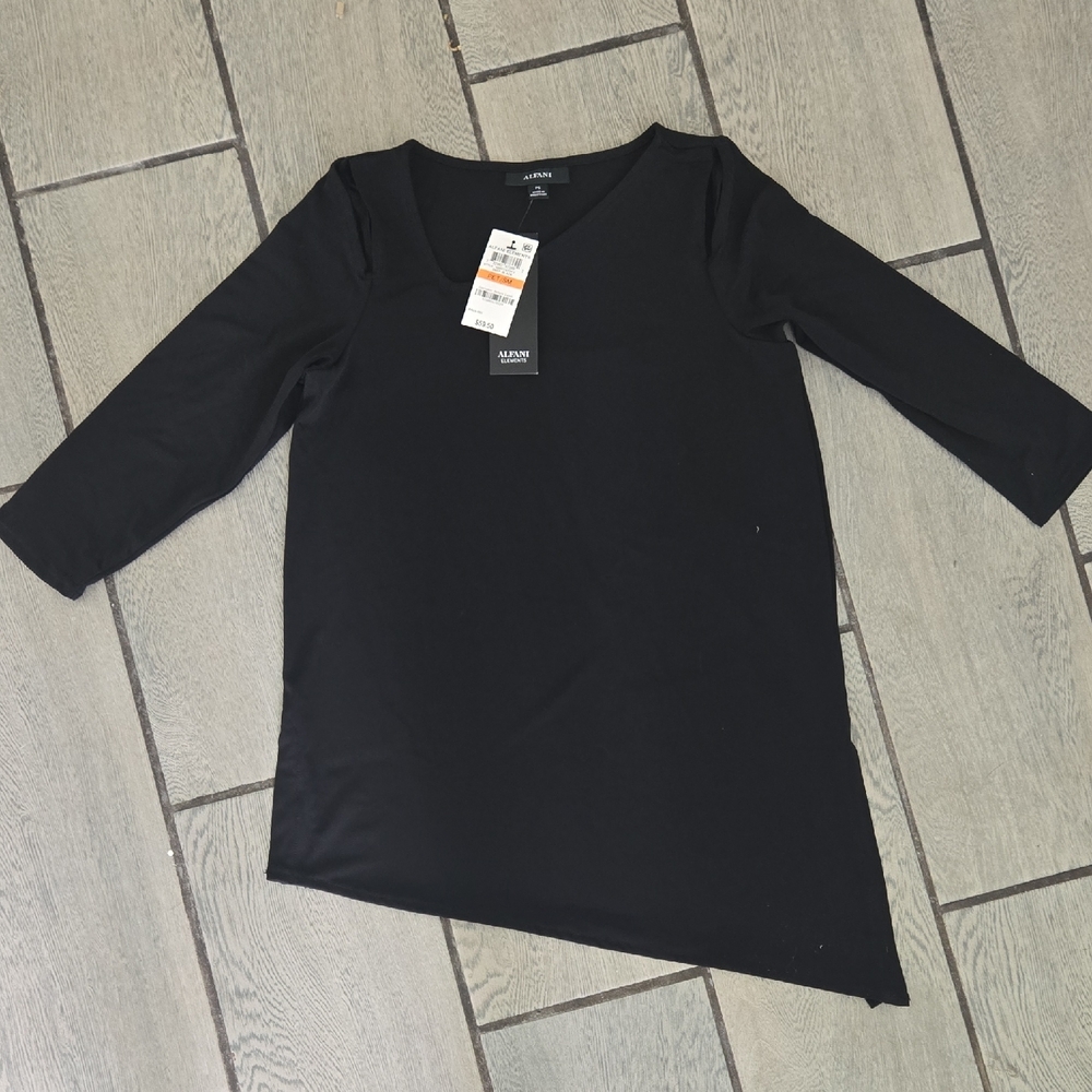 Alfani Black Asymmetrical 3/4 Sleeve Tunic